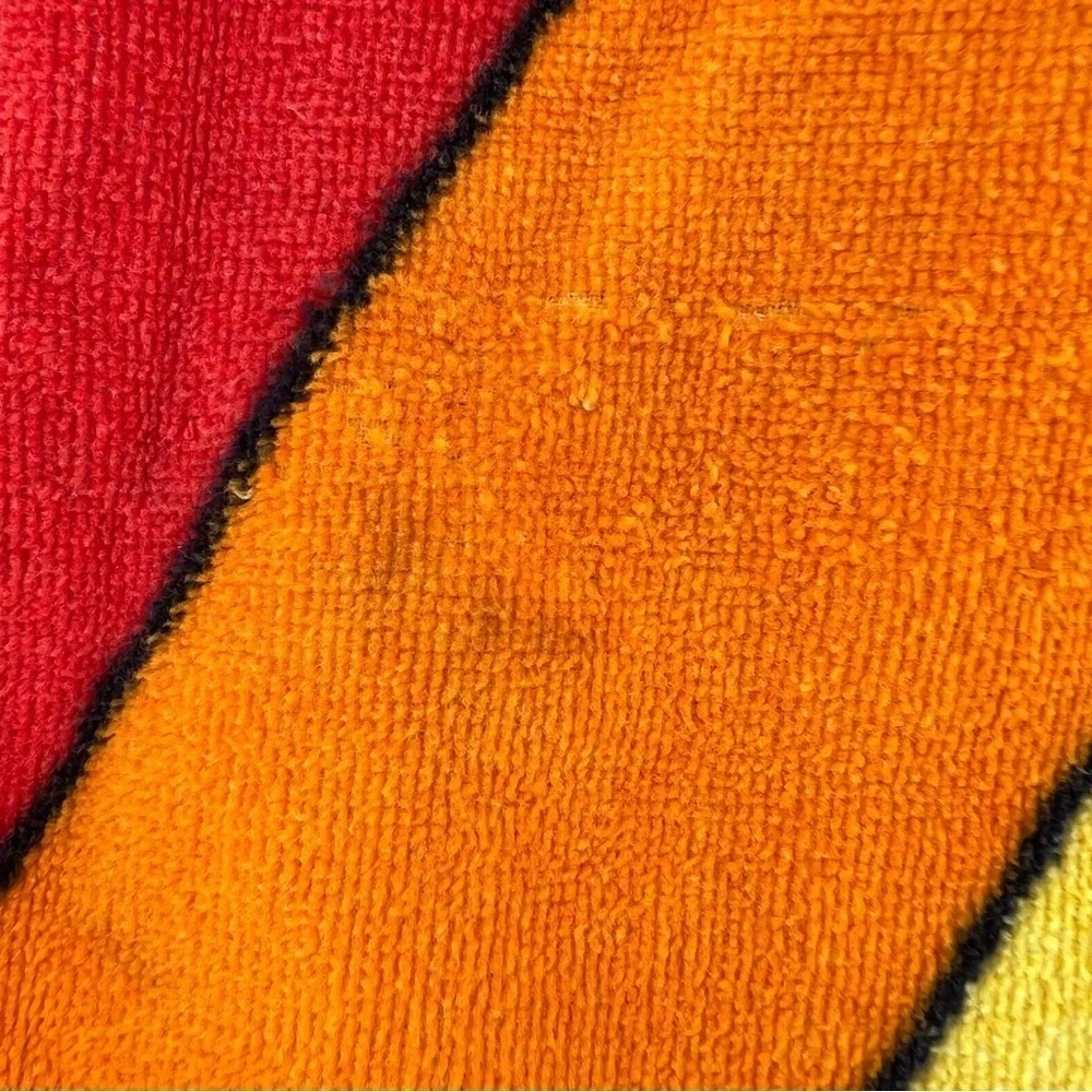 Vintage 80s TerriMondo Retro Rainbow Beach Towel 54 x 28.5 Cotton Israel FLAWS
